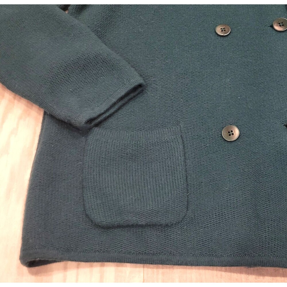 TALBOTS Lambswool Blend Green Button Sweater Jack… - image 2